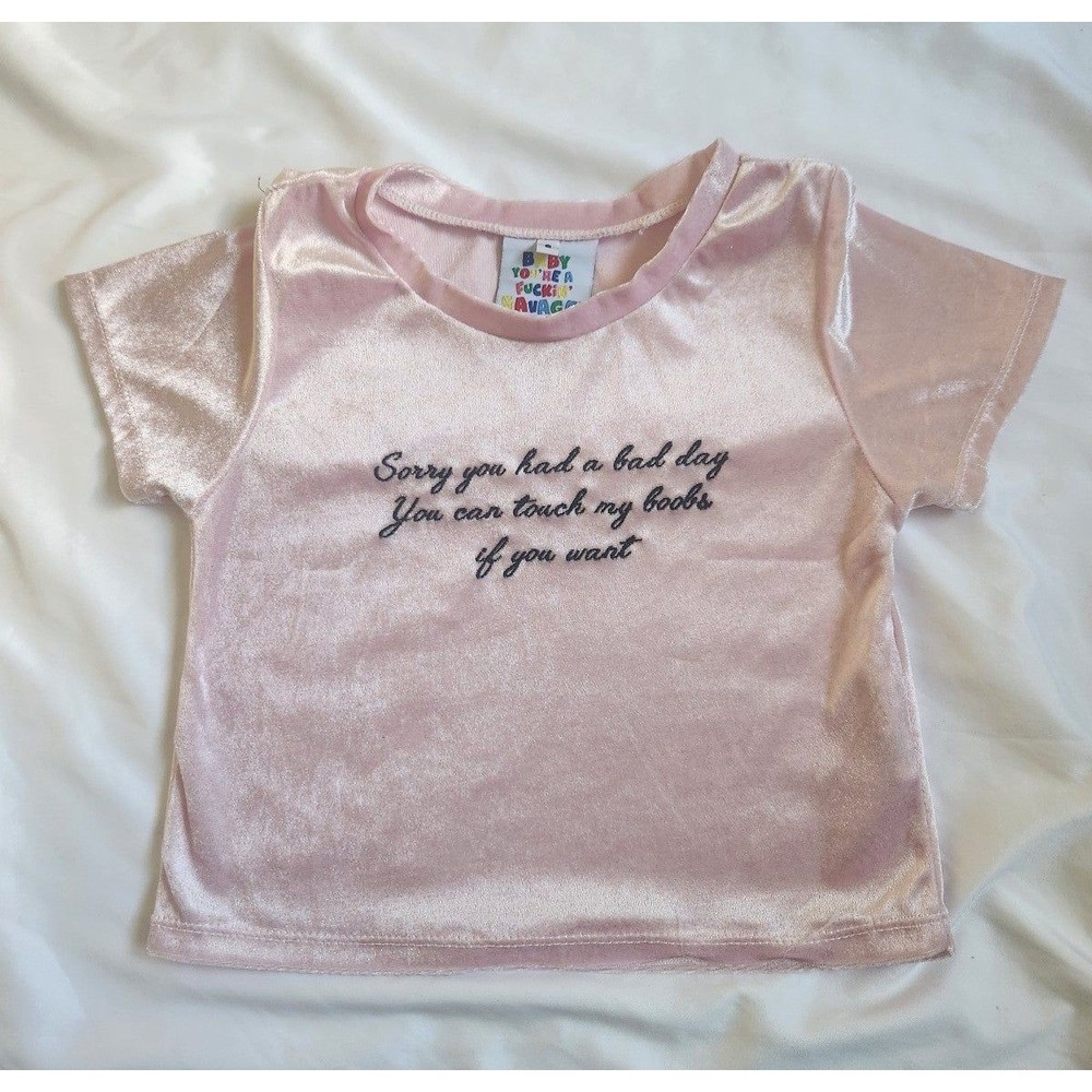 Omighty Sorry You Had A Bad Day Velvet Baby Tee Size Small